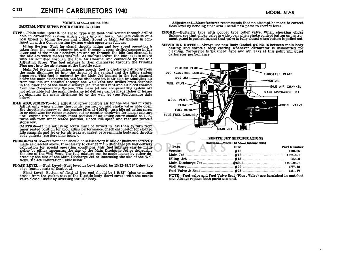 Zenith 61A5 Carb Info | Everything Bantam
