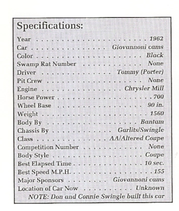 Garlits Bantam spec sheet